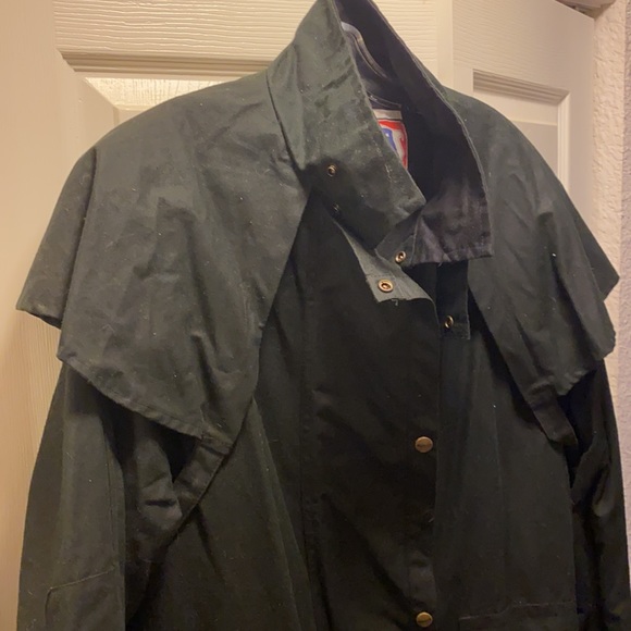 KOOLAH BLACK OILSKIN DUSTER men’s sz. L - Picture 5 of 11